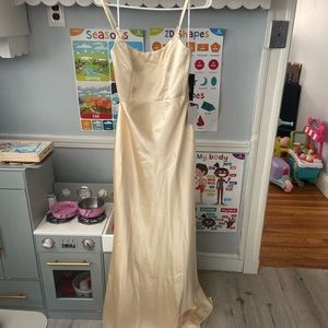 Yellow satin dress gown